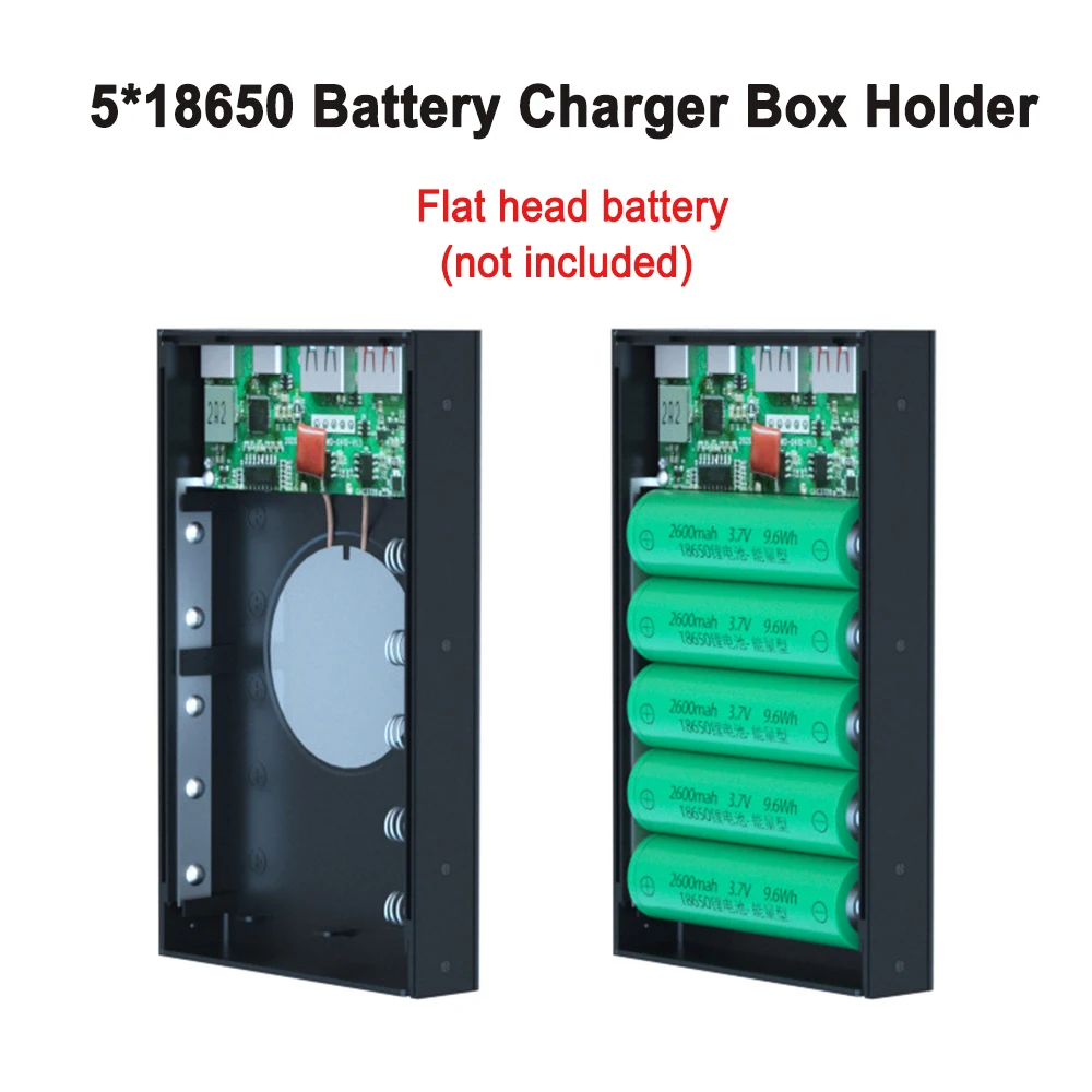 Фото 5*18650 аккумулятор Power Bank чехол беспроводная быстрая зарядка поддержка плоская головка аккумулятор DIY съемный корпус без батареи №3