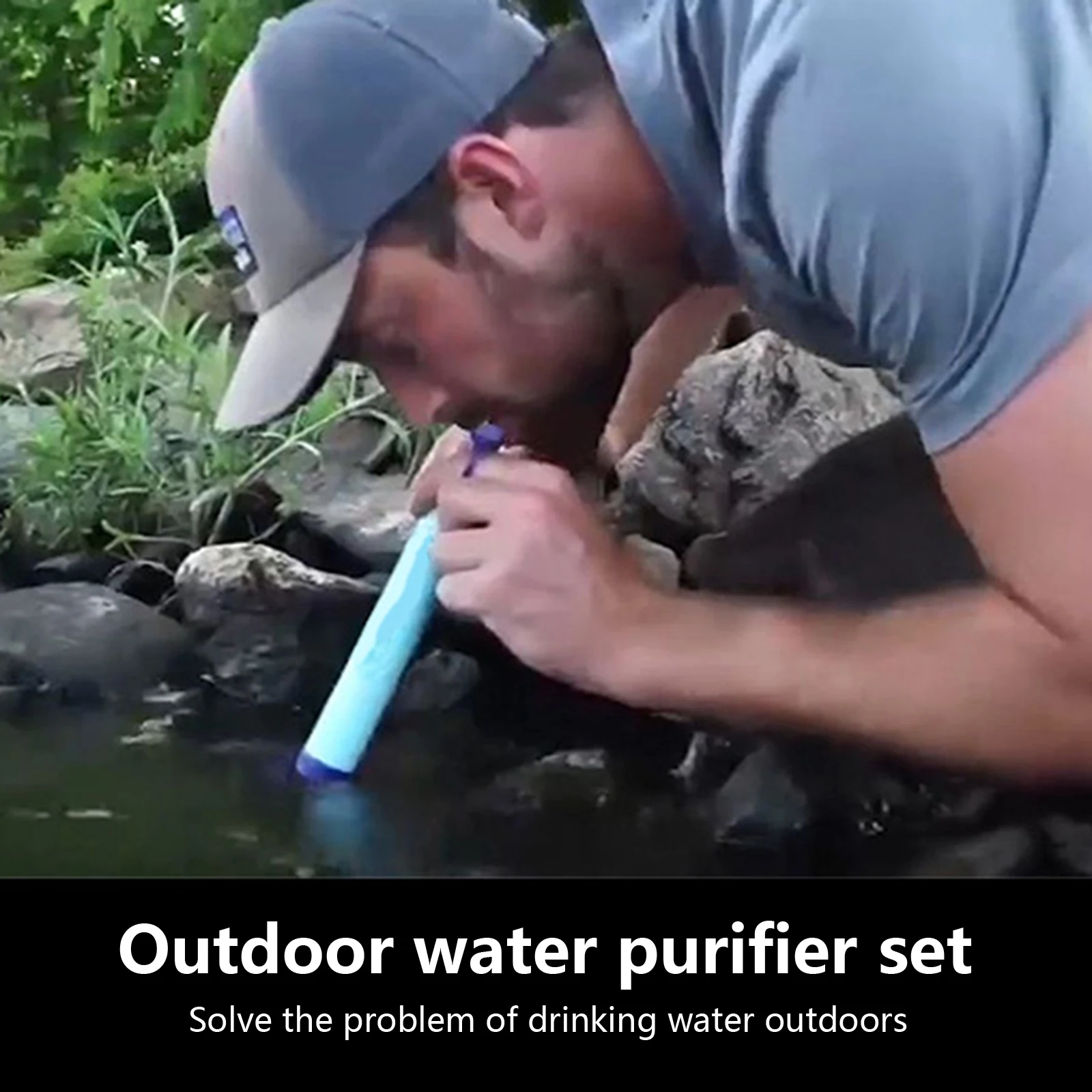 

Portable Camping Water Purifier Outdoor Water Purifier Water Filter 2022 Hot Sale New Practical Carabiner Recoiler Blue