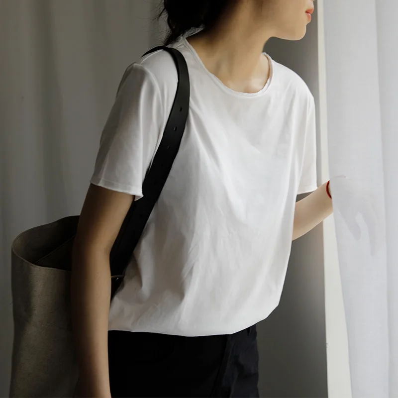 Арт-зал белая женская футболка из чистого хлопка художественная свободная