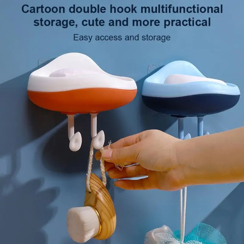 

2022 New Cloud Shape Wall Hanging Drip Soap Box ​household Toilet Hole Free Creative Cartoon With Hook Soap Box Rack
