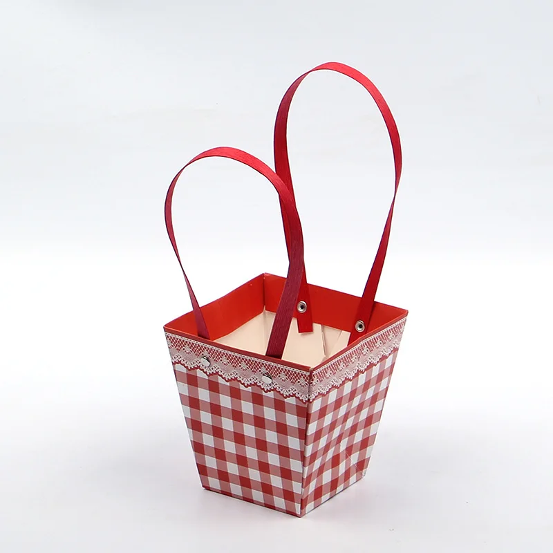 

Colorful Foldable Flower Black Box Waterproof Paper Packaging Florist Fresh Flower Bouquet Basket Wedding Gift Bonbonniere Bags