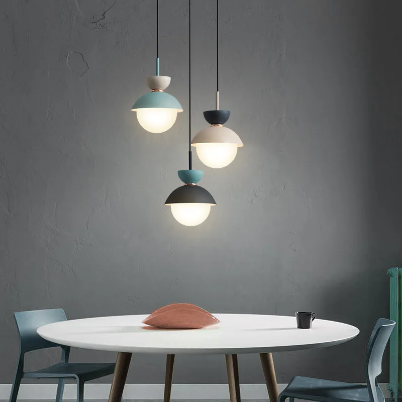 Nordic Iron Colourful Pendant Lights Minimalist Led Hanging Lamp Design Restaurant Living Room Bedroom Bedside Home Luminaire