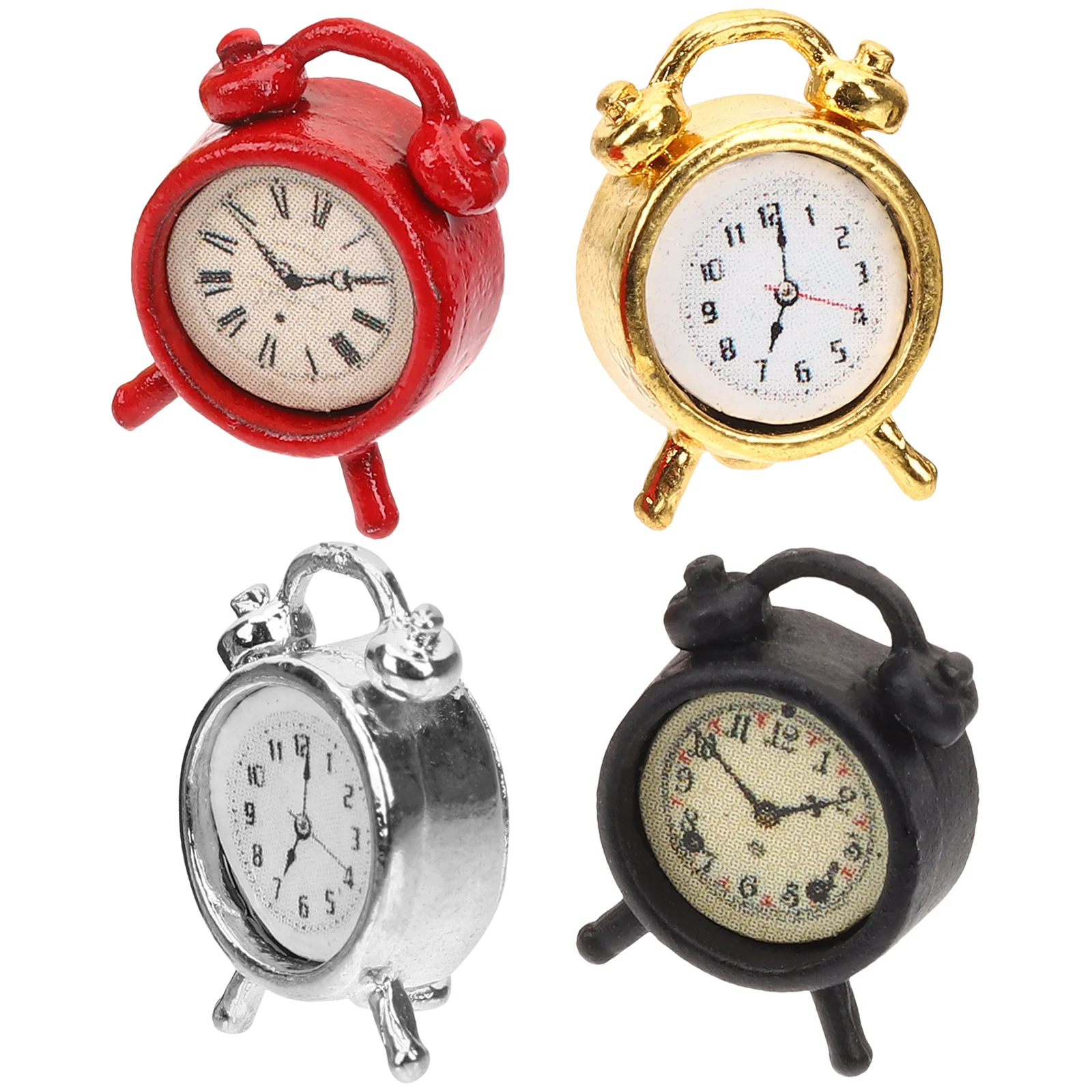 

4 Pcs Miniature Accessory Model Small Clock Toddler Ornament Alarm Clocks Toodler Toys Tiny