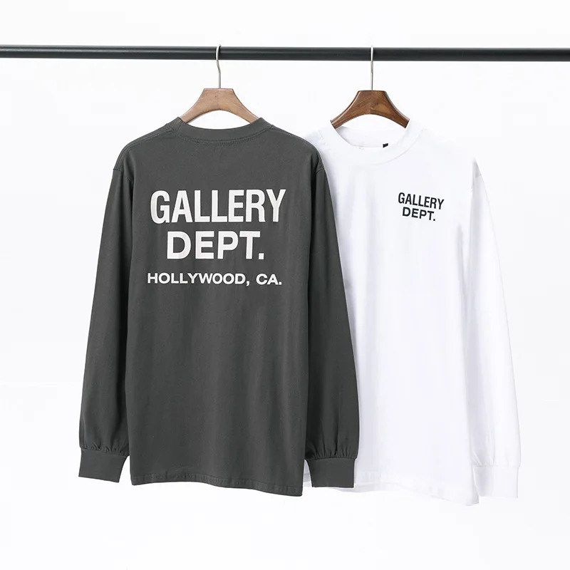 

Fashion brand DEPT simple letter white long-sleeved men's and women's Harajuku round neck T-shirt four seasons bottoming shirt