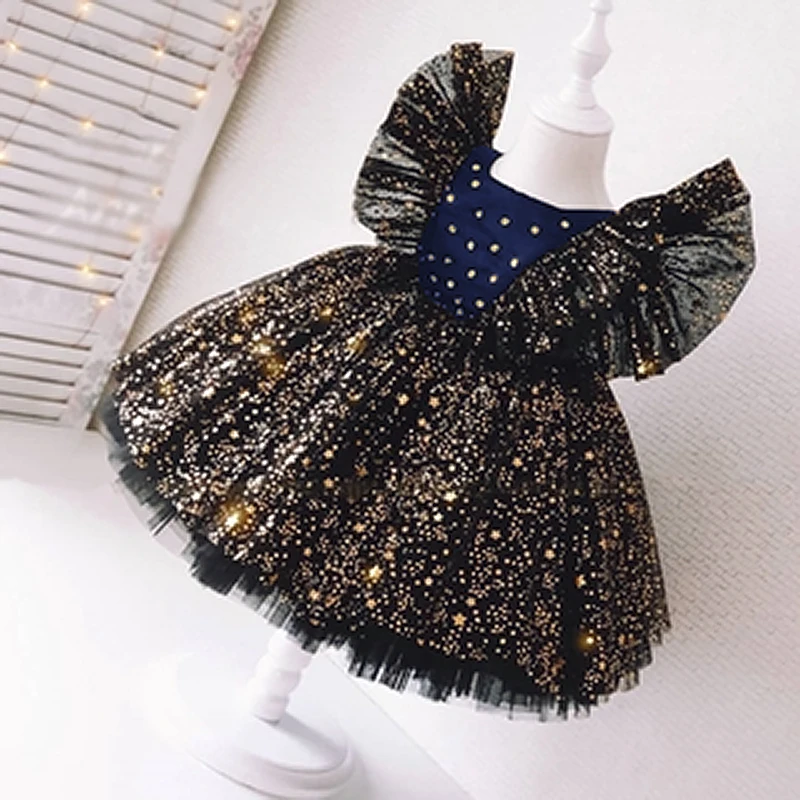 

Cute Baby Girls Princess Tutu Gown for Evening Party Sequin 1-5T Toddler Girl Birthday Ball Dress with Bow Vestidos