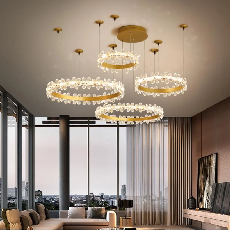 

Chandelier Light modern crystal chandelier creative flower living room lamp designer hotel villa decoration lamp romantic wedd