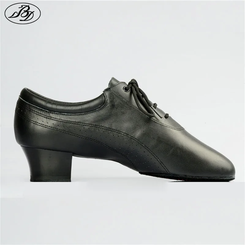 BD Dance Men Latin Dance Shoes 424 Split Outsole Soft Leather Professional Dancesport Shoe Elastic Heel Ballroom Dancing Shoes