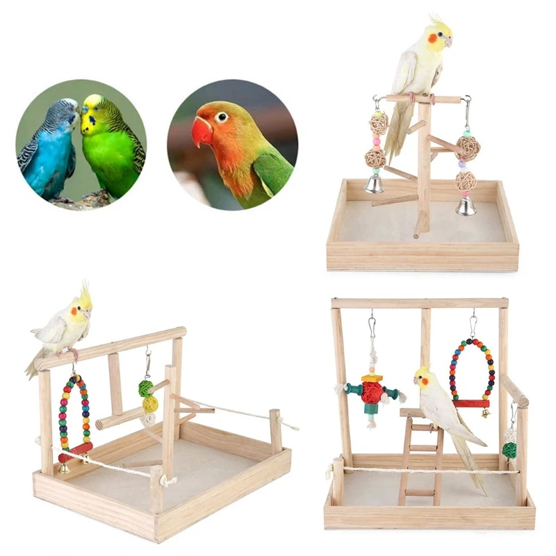 

2022 bird Training Perch Toy New Parrot Swing Climbing Ladder Desktop Stand Wooden Playground