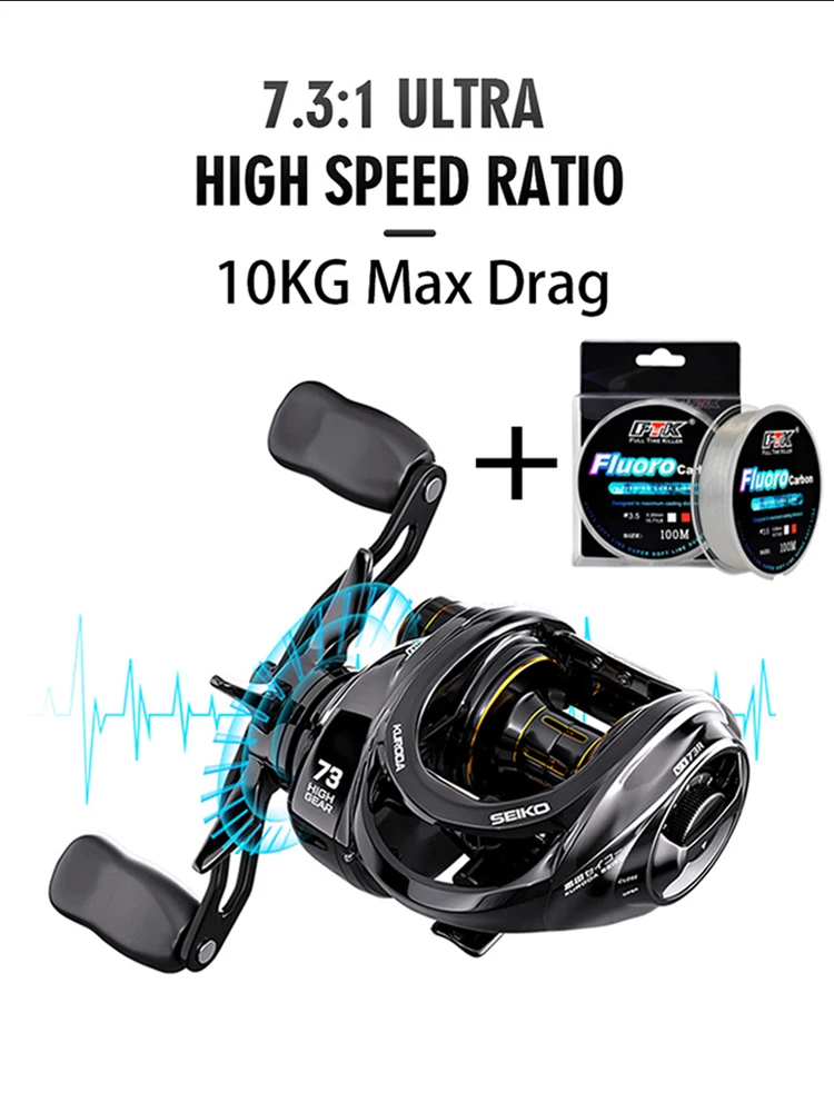 Ultra Smooth Fishing Baitcasting Reel 10KG Max Drag 17+1 BB 