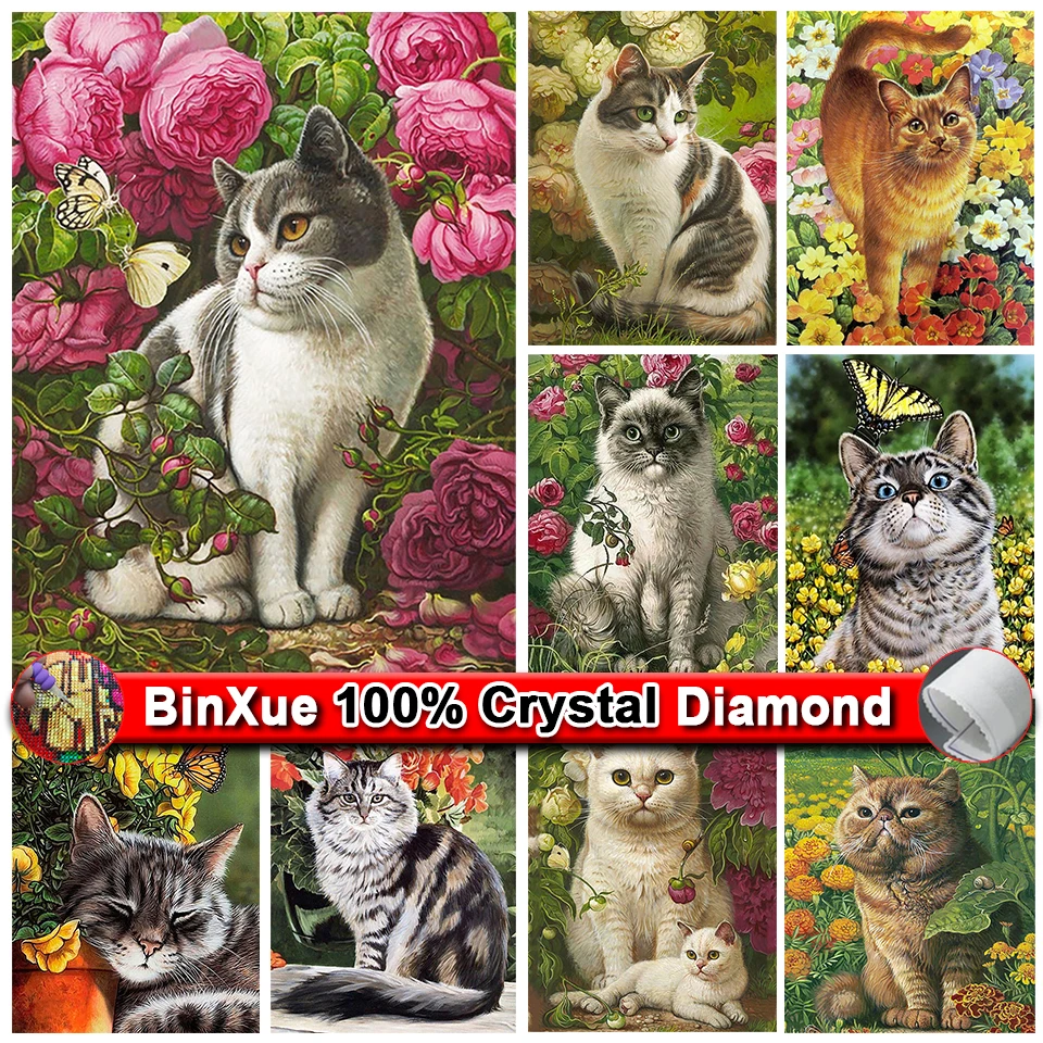 BinXue Zipper Bag 5D DIY Animal Crystal Diamond Painting Kit Flower Butterfly Cat Stick Diamond embroidered home art Deco Gift