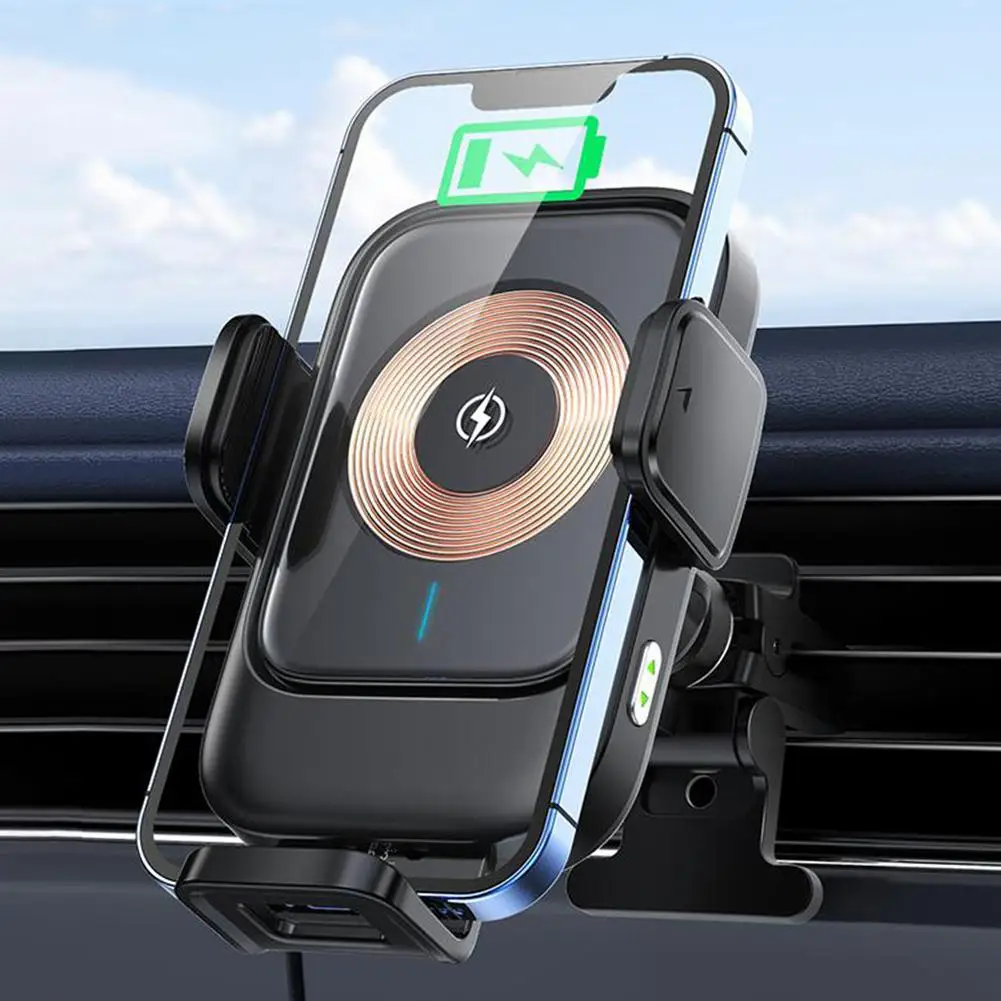 

Car Phone Holder 15W Fast Charge Wireless Charging Plug Smart Sensor Mobile Phone GPS Navigation Support Bracket