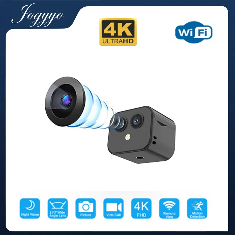 

4K HD двухобъективная Wi-Fi камера с углом обзора 170 °, Спортивная уличная микро-видеокамера ночного видения, домашнее видеонаблюдение, регистраторы для вождения автомобиля
