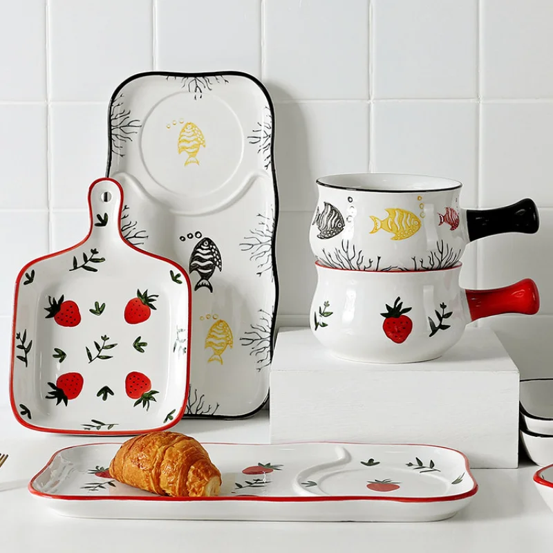 

ceramic Underglaze bowls and dishes, household breakfast bowls, baking trays, microwave-heated tableware, fruit salad bowls