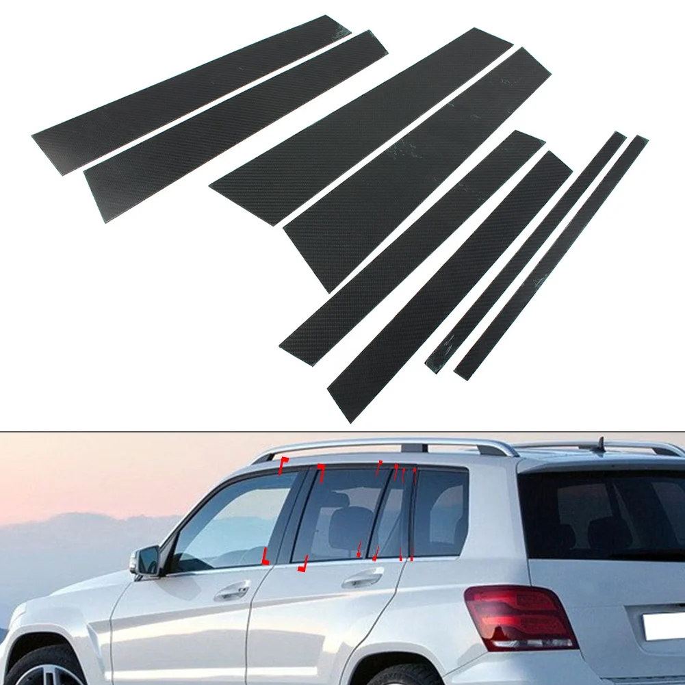 

8 Pcs Car Exterior Door Window B Pillar Post Cover Carbon Fiber For Mercedes Benz X204CLK Class 2010 2011 2012 2013 2014 2015