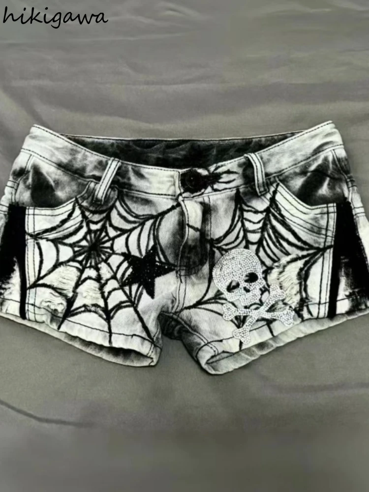 Женские джинсовые шорты в стиле Харадзюку уличная одежда панк летние модные