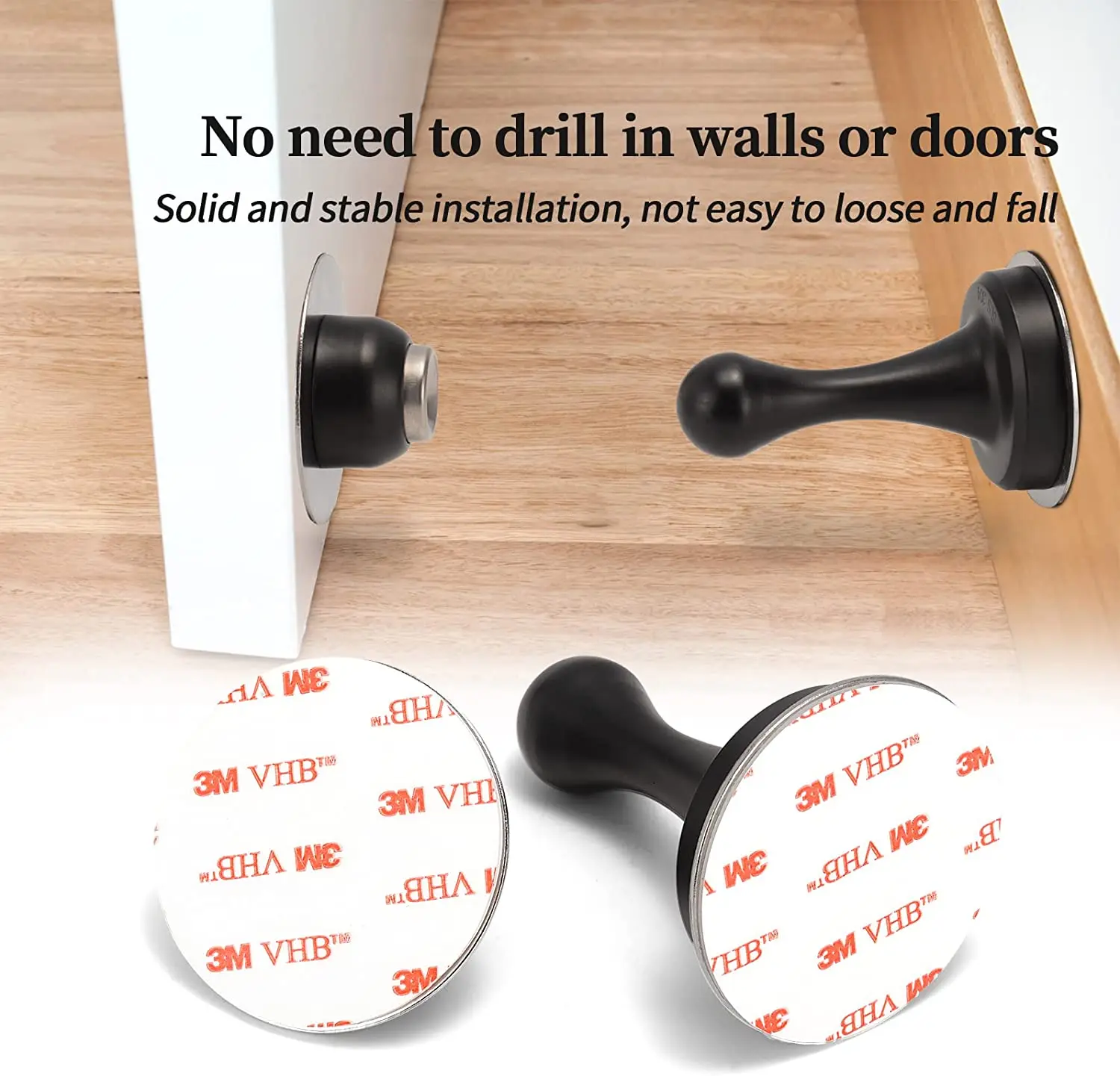 

Door Stopper, 304 Magnetic Door Stopper Screws for Stronger Mount, Hold Door Open Black imanes para puertas