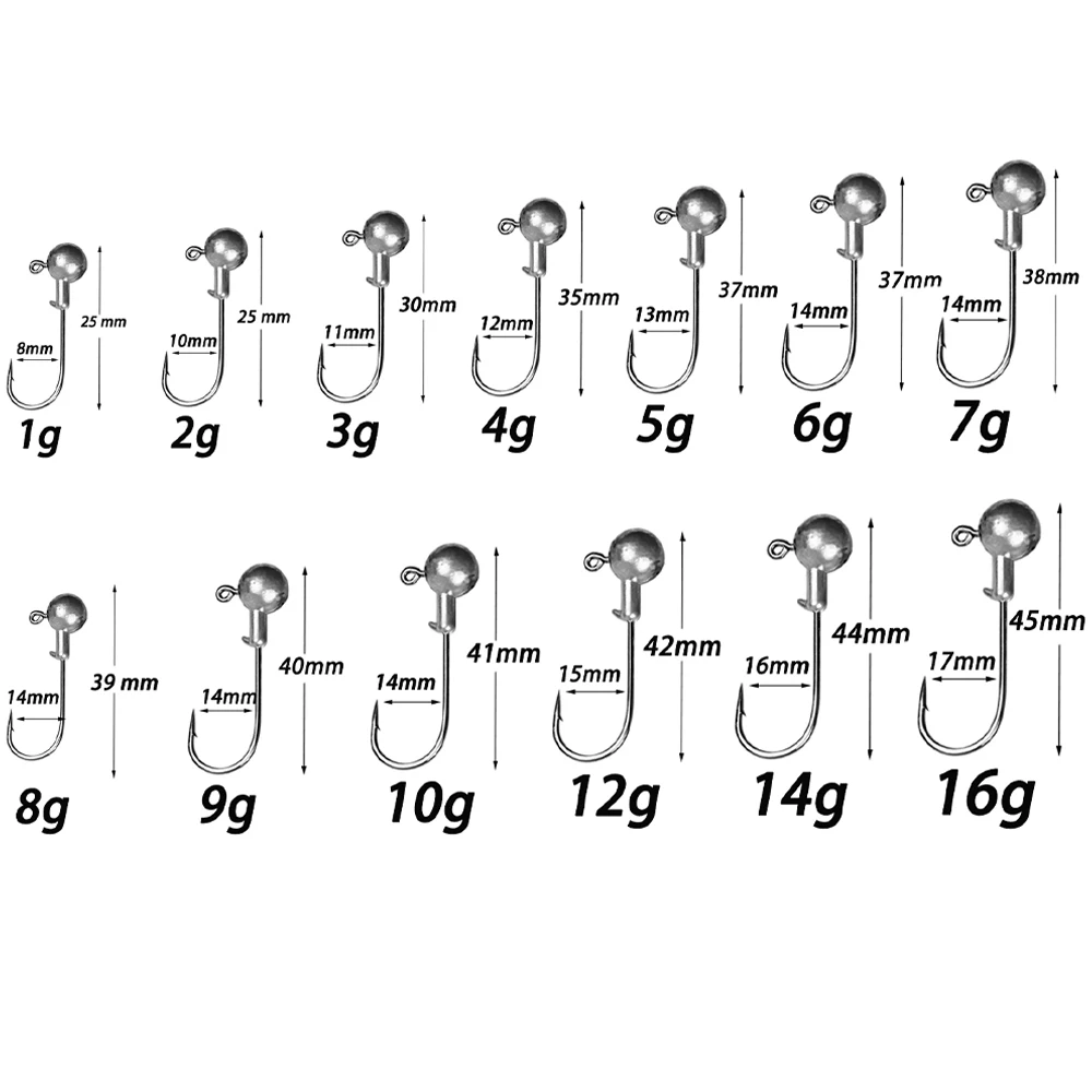 Фото Рыболовный крючок с зазубриной, 1 г, 2 г, 3 г, 4 г, 5g 6 г, 7 г, 8 г, 9 г, 10 г, 12 г, 14 г, 16 г №2