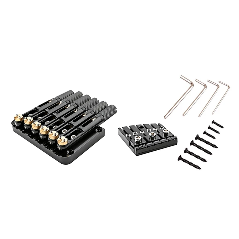 

Professional 4 String Bass Guitar Bridge Saddle Headless Tailpiece with String Locks and Mount Screws for Guitar (Black)