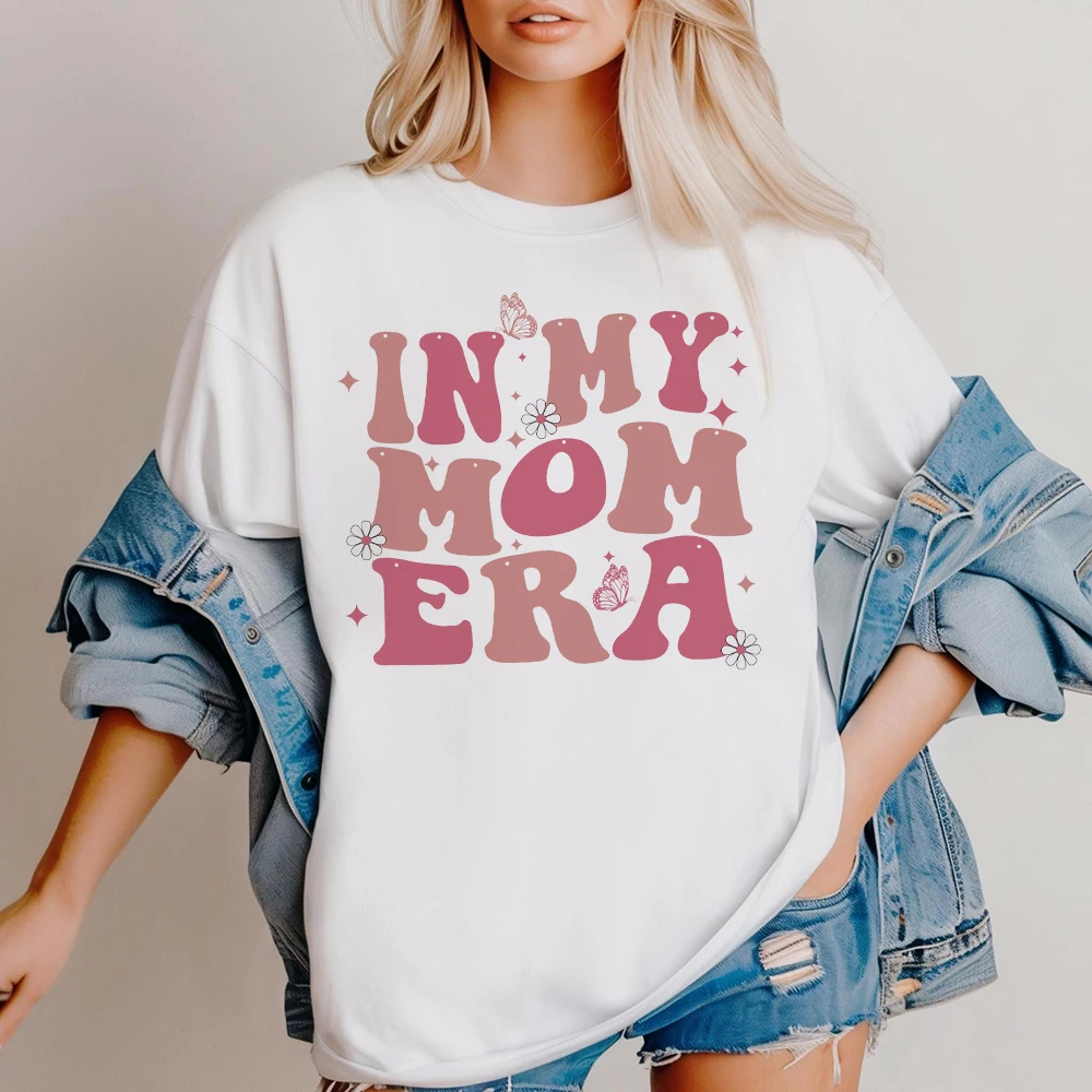 Фото Футболка с принтом In My Mom Era, футболка с короткими рукавами Mama Life, футболка на день матери, топы, женская летняя футболка, одежда в стиле ретро №1