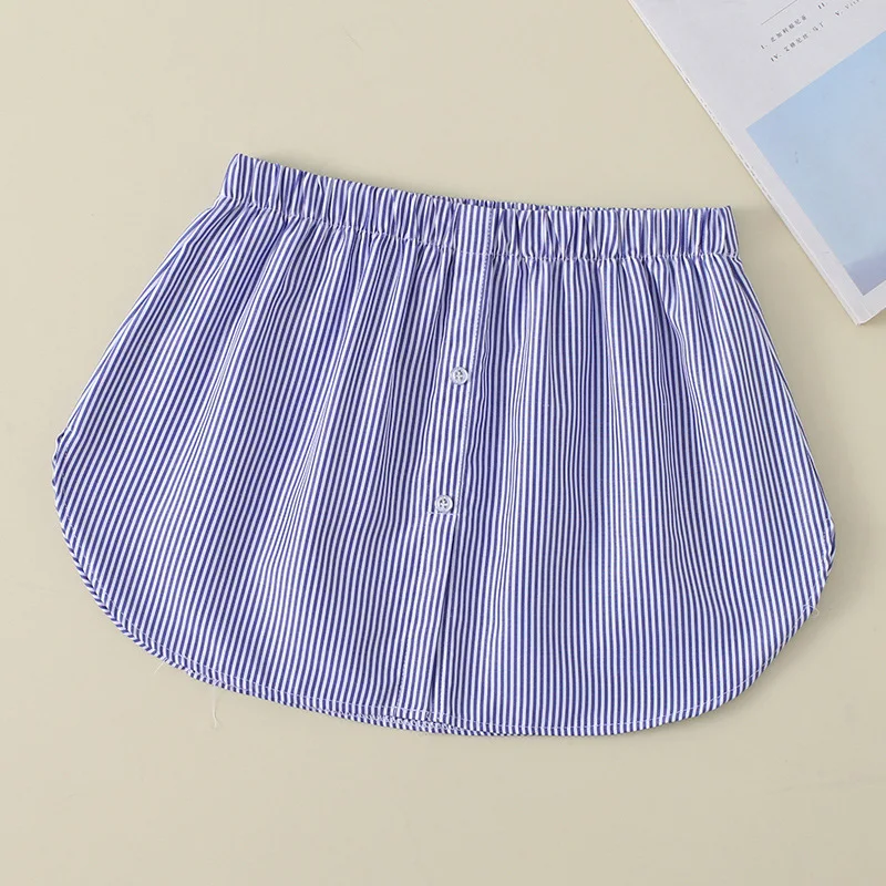 

Юбка-трапеция Женская со съемным подолом и пуговицами в полоску