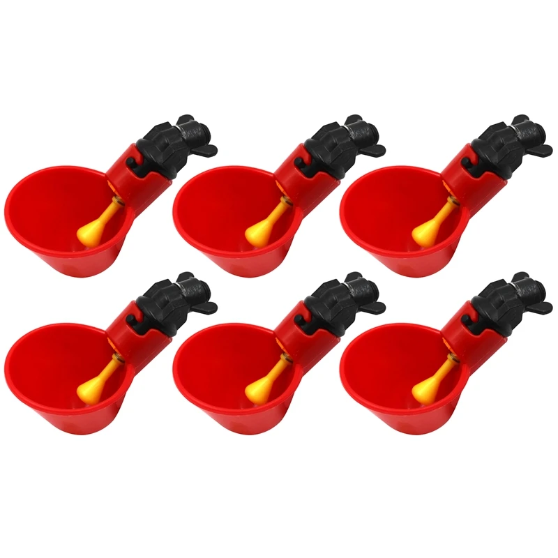 

Automatic Filling Poultry Waterer Cups for Auto Watering Drinker System for Chickens, Ducks, Geese, Turkeys Etc. 6Pcs