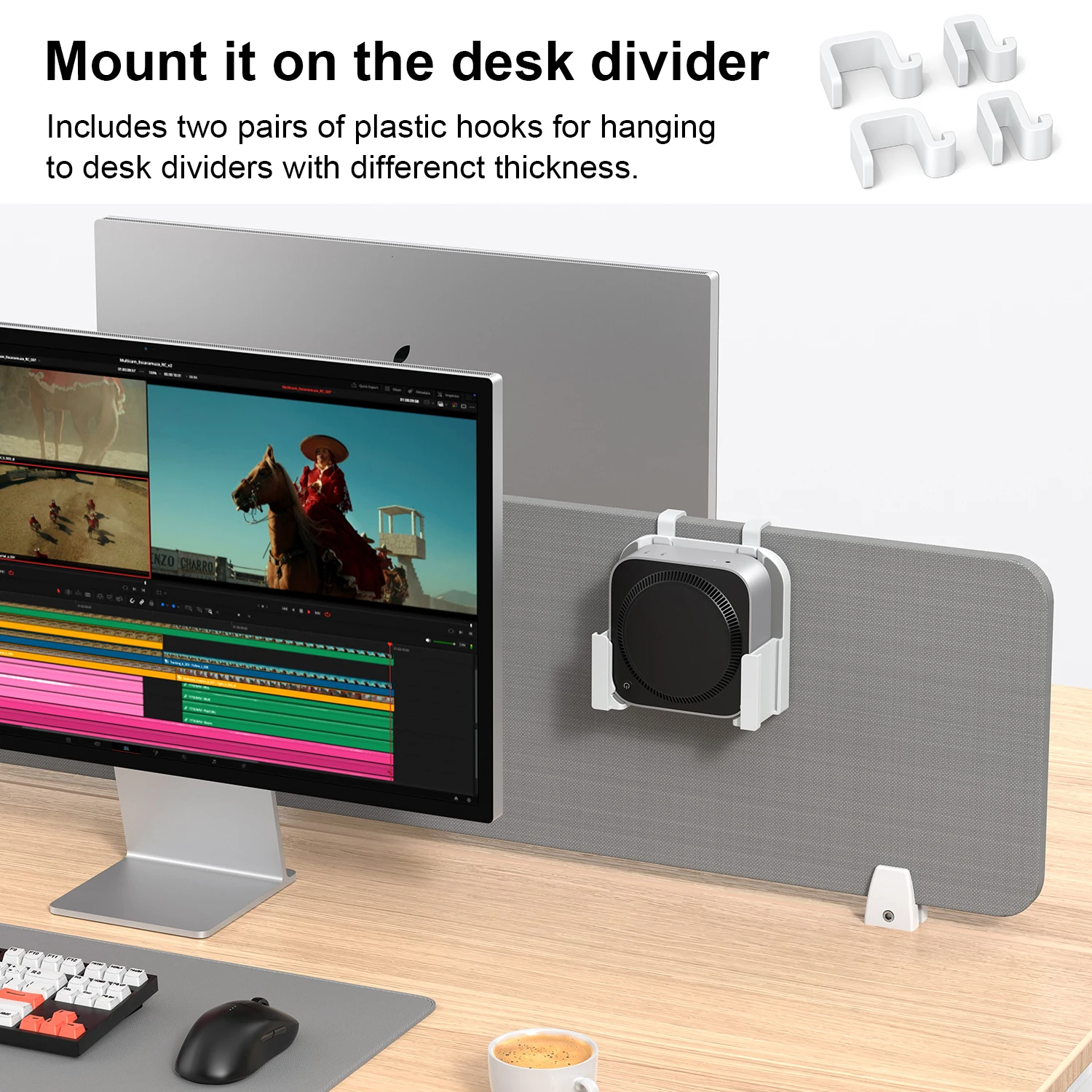 Фото Крепление Qwiizlab для Mac mini M4/M4 Pro 2024, VESA и настенное крепление со съемными корзинами для хранения, силиконовые подушечки с защитой от царапин №5