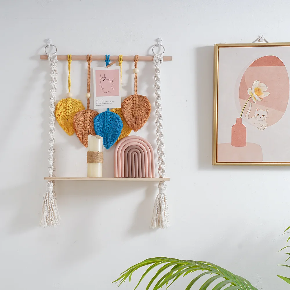 Красочная деревянная полка в форме листа настенная декоративная витрина