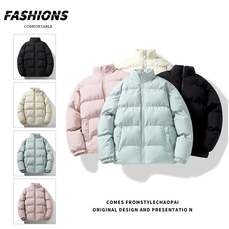 Winter Jacket Parkas Men Thick Warm Coat  Men's Stand Collar Jackets Solid Color Parka Coat Women Fashion Brand New Streetwear