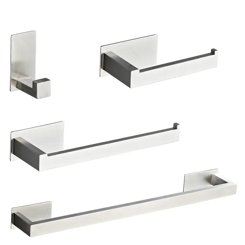 

NEW Stainless Steel Silver Bathroom Hardware Set Towel Rack Toilet Paper Holder Towel Bar Hook Bathroom Accessories Don't Dr