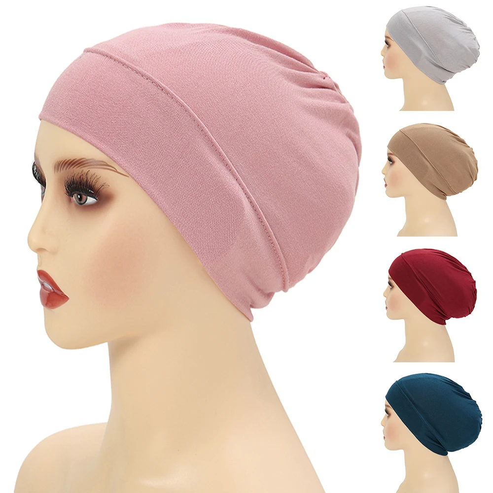 

1PC Elastic Muslim Hijabs Turban Beanie Cap Women Soft Cotton Bonnet Head Wrap Winter Warm Turban Hat Headwear Wrap Headscarf
