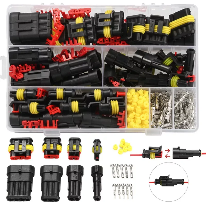 

352pcs HID Waterproof Connectors 1/2/3/4 Pin 26 Sets Electrical Car Wire Automotive Connector Plug Truck Harness Auto Car Marine
