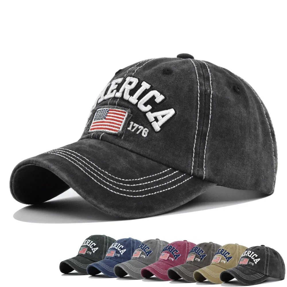 

Кепка с вышивкой в виде американского флага для мужчин и женщин, модная винтажная спортивная бейсболка для улицы, Всесезонная хлопковая шапка в стиле хип-хоп
