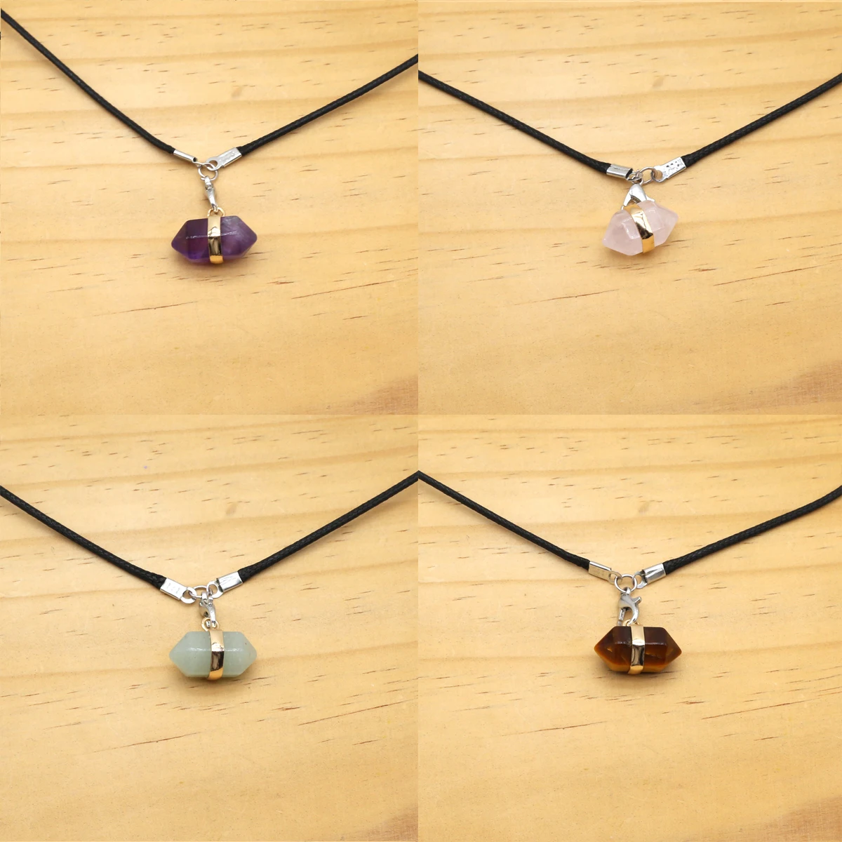 

Charm Natural Stone Amethysts Green Aventurine Hexagonal Prism Shape Pendant Necklace Wedding Party Jewelry Accessories Gift