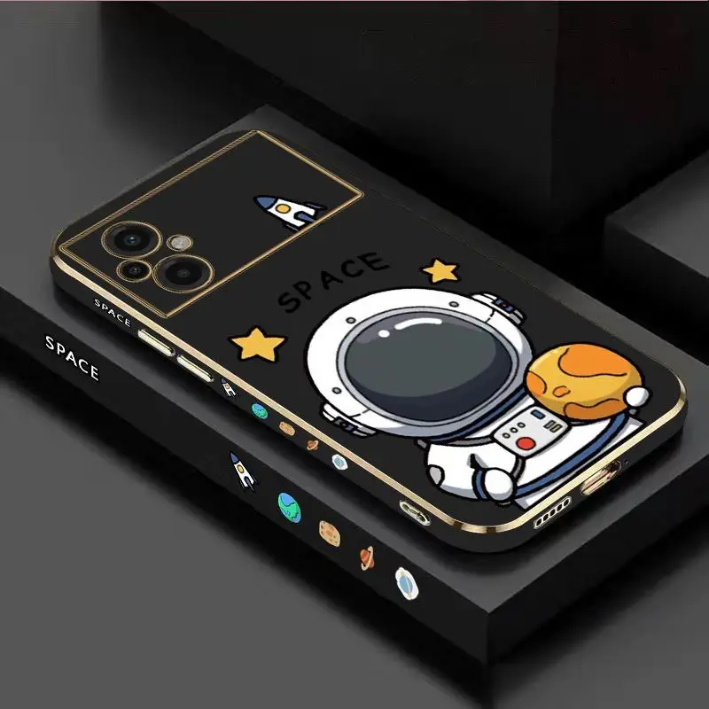 Fat Astronaut Luxury Plating Phone Case For Xiaomi Poco M5 F4 F4 GT X4 X4 GT M4 Pro F3 X3 M3 X3 NFC X2 X3 Pro C40 Cover