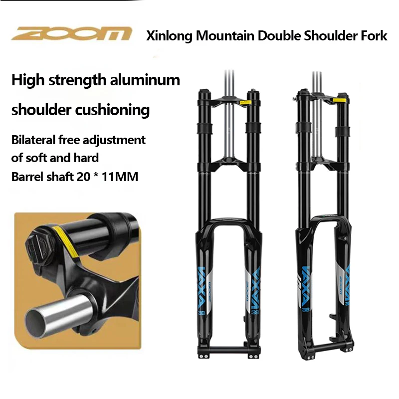ZOOM MTB Bike Pneumatic Damping Front Fork Shoulder Control Fork Adjustable Shock 26/29 Barrel Axle Fork Bicycle Accessories images - 6