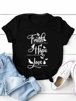 faith hope love butterfly print women t shirt short sleeve o neck loose women tshirt ladies tee shirt tops camisetas mujer