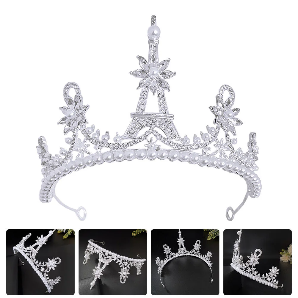

Iron Tower Crown Hair Accessory Prom Headwear Girl Headdress Wedding Decoration Crystal Decorative Fine Festival