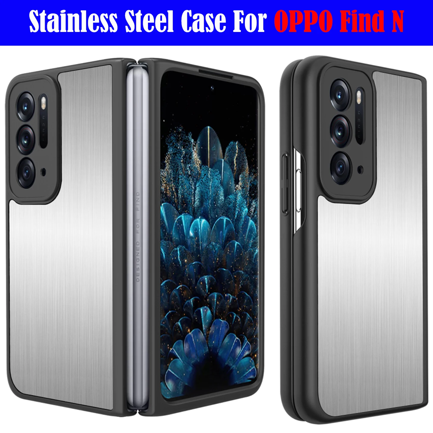 

For OPPO Find N Case Stainless Steel Phone funda Cover For OPPO Find N 5G Case Full Protective Shockproof Phone Capa