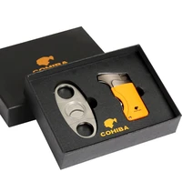 cohiba cigar lighter cutter accessories set gas torch lighters w punch sharp cigar cutter guillotine set with gift box