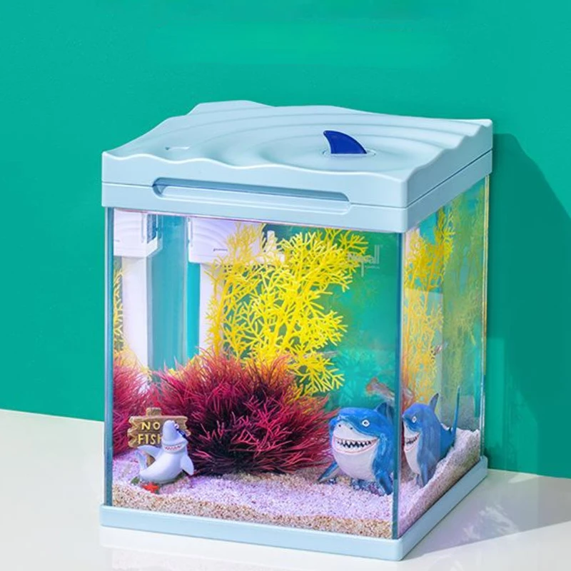 

Мини экологичный Интеллектуальный аквариум Настольный Декор аквариум с светодиодный и фильтром самоочищающийся аквариум аксессуары для аквариума