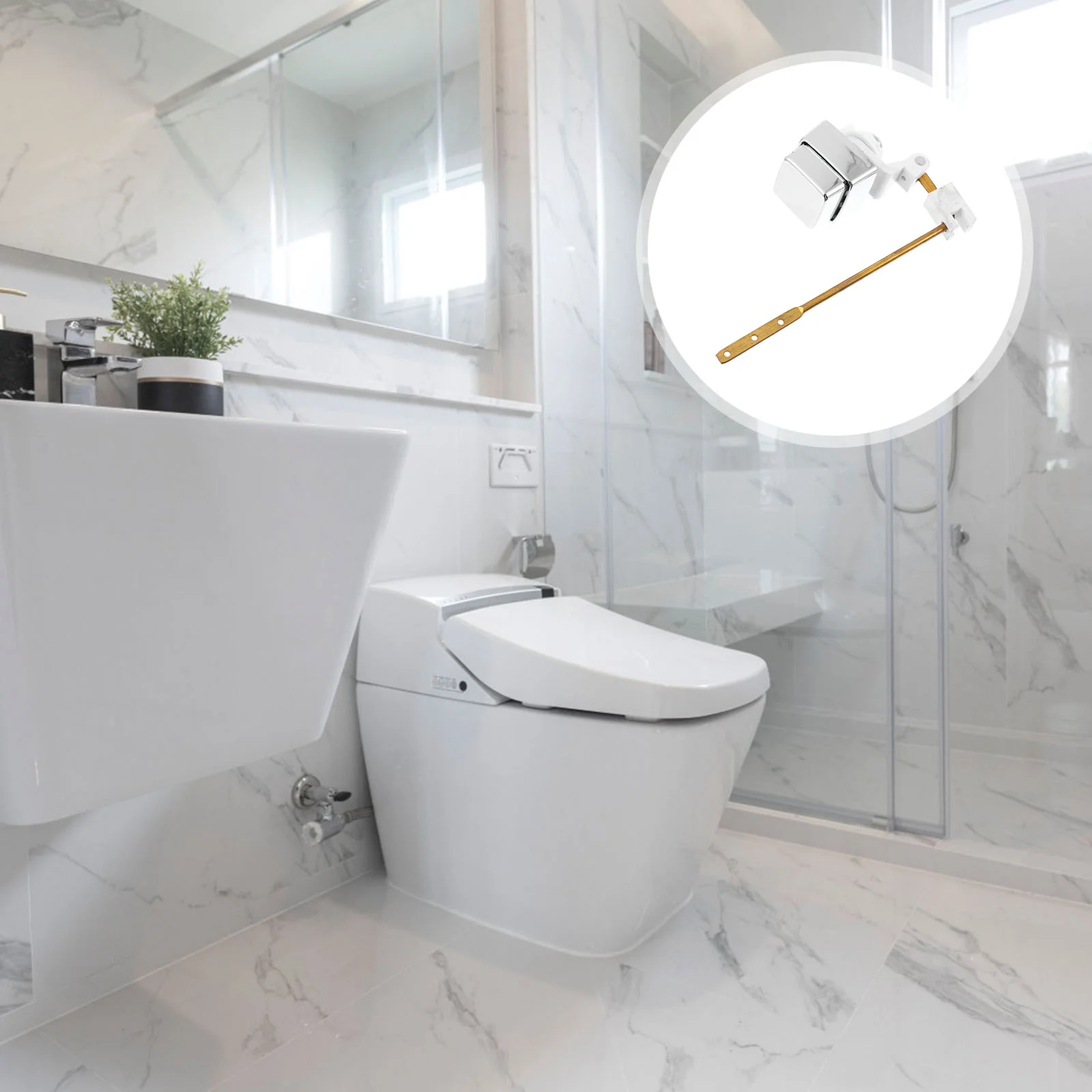 

1Pc Toilet Flush Toilet Flush Toilet Tank Lever (Silver) Toilets & parts