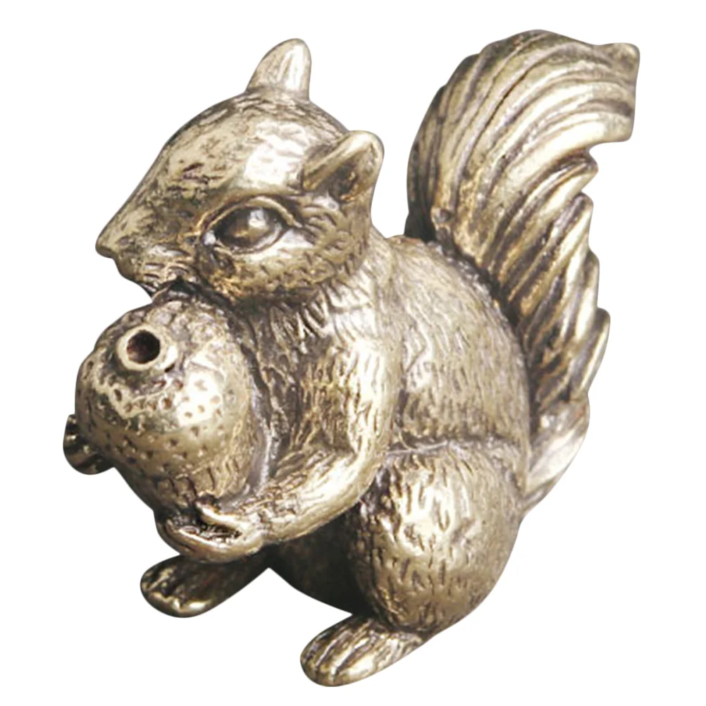 

Flowerpot Miniature Adornment Desktop Squirrel Statue Brass Craft Figurine Simulation Decor Tabletop Sculpture Animals