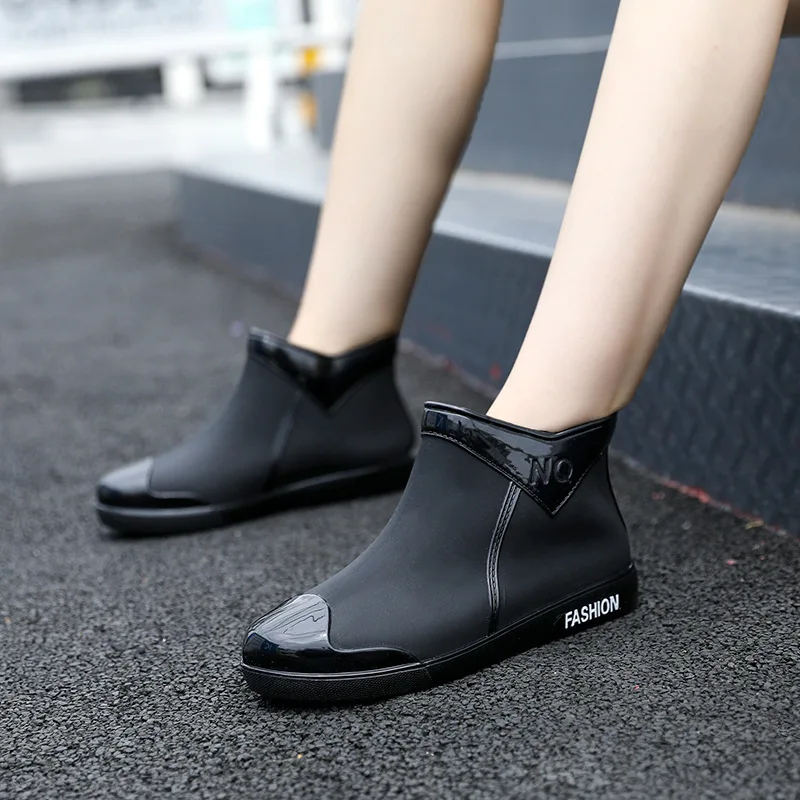 Women's Rubber Rainproof Ankle Boots Waterproof Shoes Women's Winter Women's Water Shoes Rain Boots Women's Ankle Boots Botas