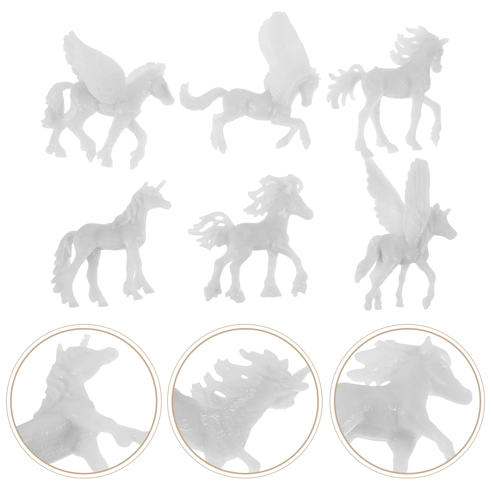 

6 Pcs Animal Model Unicorn Painting Toy DIY Figurines Kids Toys Small Figures For Birthday Party Supplies Unfinished Mini