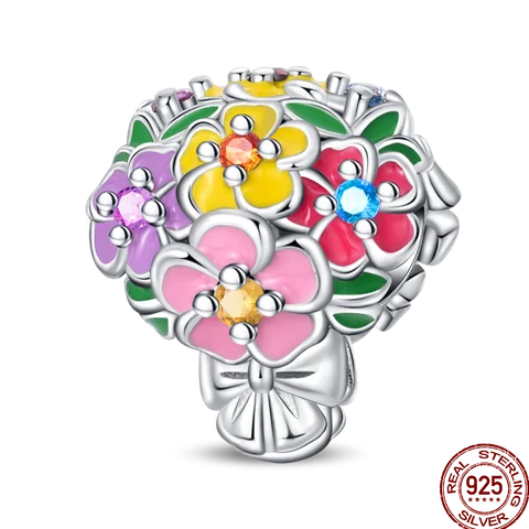 Серия весенних птиц и цветов, новые подвесные бусины из стерлингового серебра 925 пробы, подходят для оригинального браслета, ювелирные изделия своими руками