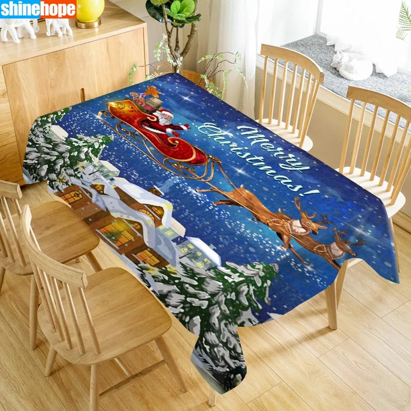 

Новинка Рождественская скатерть с принтом Рождественская корзина с оленем рождественские колокольчики покрытие для обеденного стола для домашвечерние НКИ свадьбы украшение на новый год