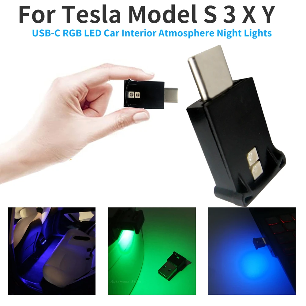 

Светодиодная подсветка RGB для салона автомобиля, ночное освещение для Tesla Model S 3 X Y, романтическая окружающая лампа