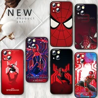 phone case for apple iphone 14 13 12 mini 11 xs pro max x xr se 2020 8 7 6 plus cool marvel spiderman logo funda black cover