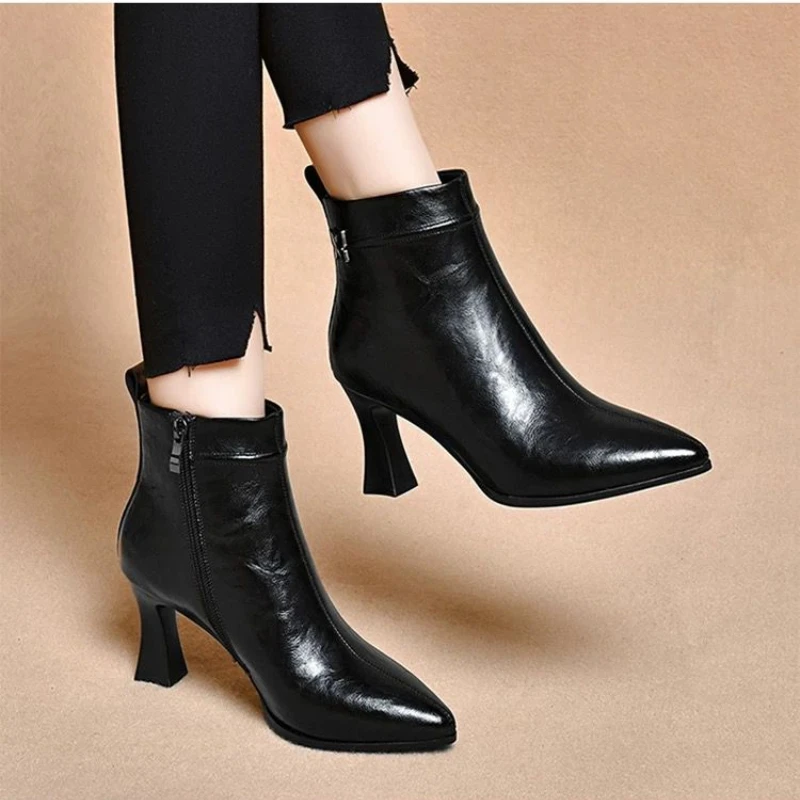 Женская обувь 2024 высококачественные женские сапоги на молнии осенние однотонные