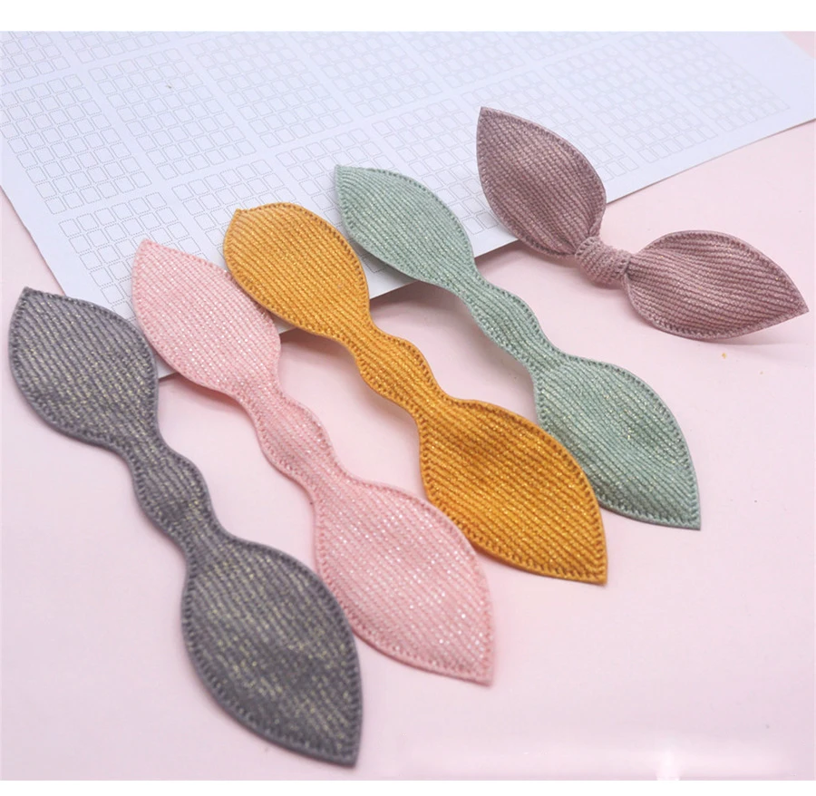 

25Pcs/Lot Stripe Rabbit Ears Bow Tie Pads Patches Appliques For Craft Clothes DIY Child Hair Clip Accessories Hat Socks Patches